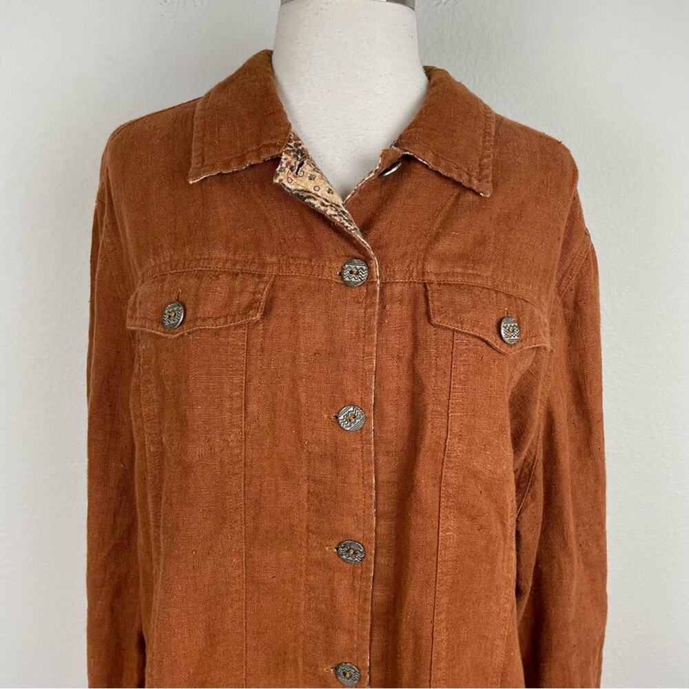 Chico's Brown Linen Button Jacket 3 - image 3